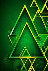 Aufkleber - a digital art piece with a dark green background and a repeating pattern of yellow triangles