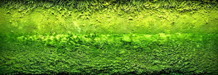 Poster - a close-up view lush, green carpet of grass or moss, with a textured, uneven surface
