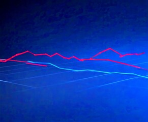 Leinwandbilder - a dark blue background with a red and blue line graph, suggesting a comparison or trend between two or more data sets
