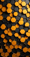 Leinwandbilder - a repeating pattern of hexagonal shapes in black and gold, creating a visually striking and geometric design