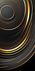 Fototapete - a striking abstract composition of concentric circles and lines in black and gold, creating a sense of depth and movement
