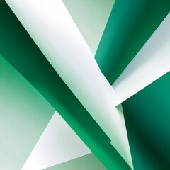 Leinwandbilder - a geometric abstract composition with intersecting lines and shapes in shades of green and white, creating a visually striking and dynamic scene