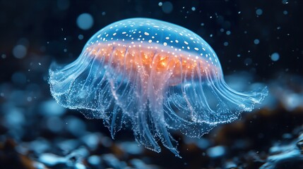 Canvas Print - Glowing Jellyfish in the Ocean Depths