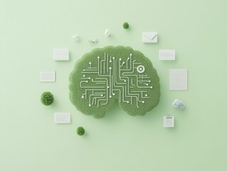 Canvas Print - AI Education Programs, AI tools and teaching resources, an interactive classroom, set against an inspiring green background