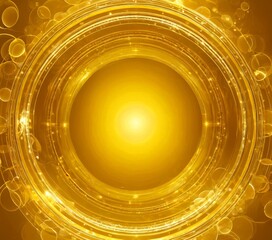 Fototapete - a circular pattern with a radiant golden center, surrounded by a radiant golden ring of light and a shimmering golden border