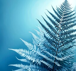 Poster - A close-up fern frond against a blue background, with a gradient effect that transitions from a darker shade at the top to a lighter one at the bottom