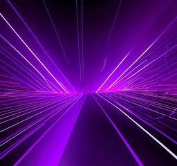 Fototapete - a futuristic, abstract scene with a long, straight line of purple and white lights radiating outwards, creating a sense of depth and dimensionality