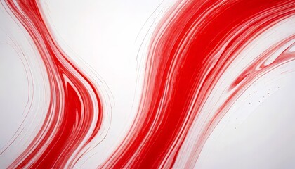 Poster - Abstract art featuring red and white swirls and curves, creating a dynamic and visually striking composition
