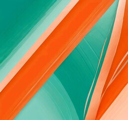 Poster - a vibrant abstract composition of overlapping curved lines in pastel shades of blue, green, and peach, creating a dynamic and visually striking pattern