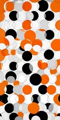 Fototapete - a repeating pattern of overlapping circles in various shades of orange, black, and white, creating a visually striking and abstract design