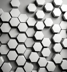 Fototapete - A repeating pattern of white hexagonal shapes on a gray background