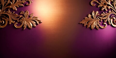 Leinwandbilder - a decorative gold ornamental piece with a floral design, set against a gradient purple background