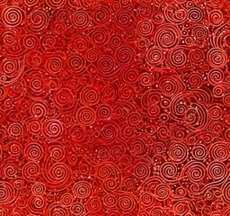 Poster - a repeating pattern of red and white spirals, creating a visually striking and abstract design