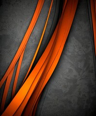 Poster - a striking abstract composition of curved orange and black lines intersecting against a dark gray background