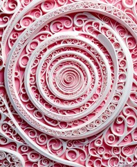 Leinwandbilder - a spiral pattern in shades of pink and white, with a central white spiral surrounded by concentric circles of the same color