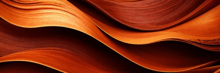 Poster - a close-up view textured surface with a repeating pattern of curved lines in shades of brown and orange, creating a sense of movement and depth