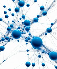 Fototapete - a complex network of interconnected blue spheres, each connected by a network of lines, creating a visually striking and abstract representation of a