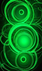 Poster - a vibrant abstract composition of overlapping green circles, creating a dynamic and visually striking pattern