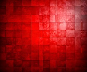 Fototapete - a red background composed of square tiles arranged in a grid pattern. The tiles vary in size and overlap, creating a textured and layered effect. The image does not contain