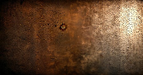 Leinwandbilder - A close-up view bullet hole in a metal surface, with a small piece of metal protruding from the hole