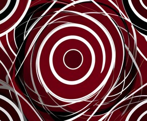 Fototapete - a striking abstract composition of concentric circles in varying shades of red and black, creating a sense of depth and movement
