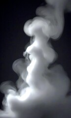 Fototapete - A close-up view swirling, billowing cloud of white smoke against a dark background