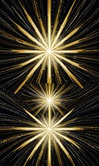 Aufkleber - a striking abstract design with a central starburst radiating outwards, surrounded by a multitude of smaller starbursts radiating outwards in a symmetrical pattern The