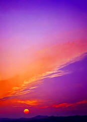 Leinwandbilder - A breathtaking sunset paints the sky with hues of orange, pink, and purple, casting a warm glow over the distant mountains