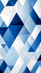 Aufkleber - a geometric pattern composed of various shades of blue and white triangles, arranged in a diagonal pattern The overlapping and interlocking of the