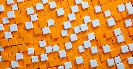 Leinwandbilder - A pattern of orange and white cubes, arranged in a diagonal grid-like pattern