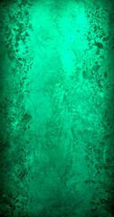 Poster - a dark green, textured background with a floral pattern on the left side