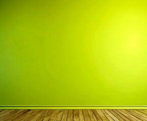 Leinwandbilder - A simple, empty room with a bright green wall and a wooden floor