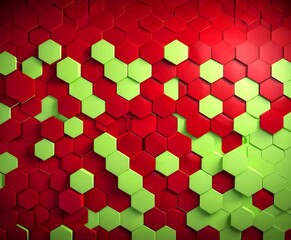 Leinwandbilder - a repeating pattern of red and green hexagonal shapes, creating a visually striking and geometric design