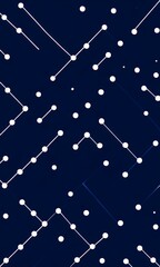 Fototapete - a dark blue background with white lines and dots arranged in a diagonal pattern, creating a sense of depth and movement