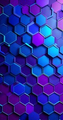 Leinwandbilder - a repeating pattern of hexagonal shapes in various shades of blue and purple, creating a visually striking and geometric design