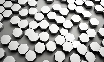 Fototapete - A repeating pattern of white hexagonal shapes on a gray background