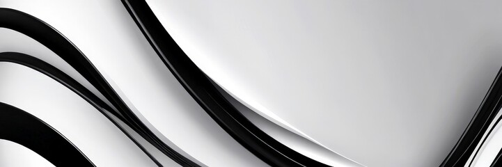 Poster - Abstract black and white with curved lines and a gradient background