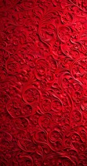 Leinwandbilder - a close-up view red, textured surface with a repeating pattern of swirls and curves, creating a visually striking and intricate design