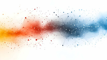 Wall Mural - Abstract Digital Network with Connected Dots and Lines in a Soft, Blurry, White Background -  A Colorful and Dynamic Illustration for Technology, Science, and Communication.