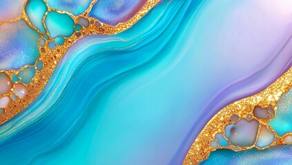 Coastal blue ocean swirls fluid acrylic paint luxury background texture pattern