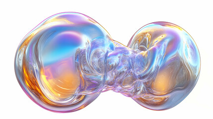 Wall Mural - abstract 3d render of two intertwined spheres with iridescent colors and a faded texture