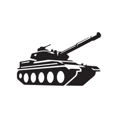 Military Tank Silhouette Vector Illustration - A Striking Symbol of Power and Defense, Perfect for Use in Military-related Branding, War-themed Designs, or Defense Industry Digital and Print Projects.