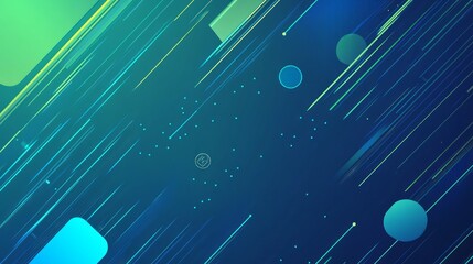 Wall Mural - Blue and green gradient background with geometric shapes, vector illustration, flat design, vector art, gradient color blending, dynamic lines, modern technology style, high resolution.