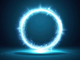 Wall Mural - Abstract blue background with a white circular glow, a glowing energy portal Generative AI