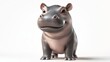 © TSUCHAXAYA - Cute 3D cartoon hippo with a friendly smile, isolated on a white background. Ideal for children's content and playful designs.