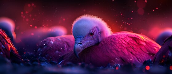 Sticker -  A tight shot of an attractive bird with vibrant pink and blue hues on its face