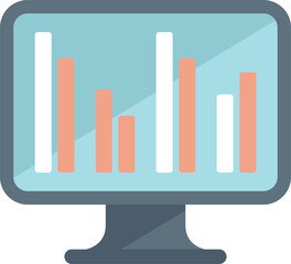 Wall Mural - this vector illustration shows a computer monitor displaying a bar chart, representing data analysis