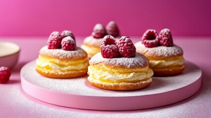 Poster -  Deliciously sweet raspberry pastries ready to be savored