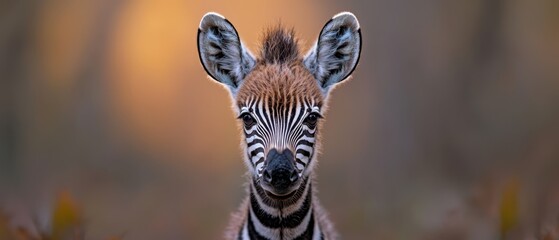 Canvas Print -  A tight shot of a zebra's face, foreground and background subtly blurred