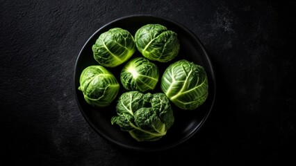 Canvas Print -  Freshly harvested Brussels sprouts ready to be savored